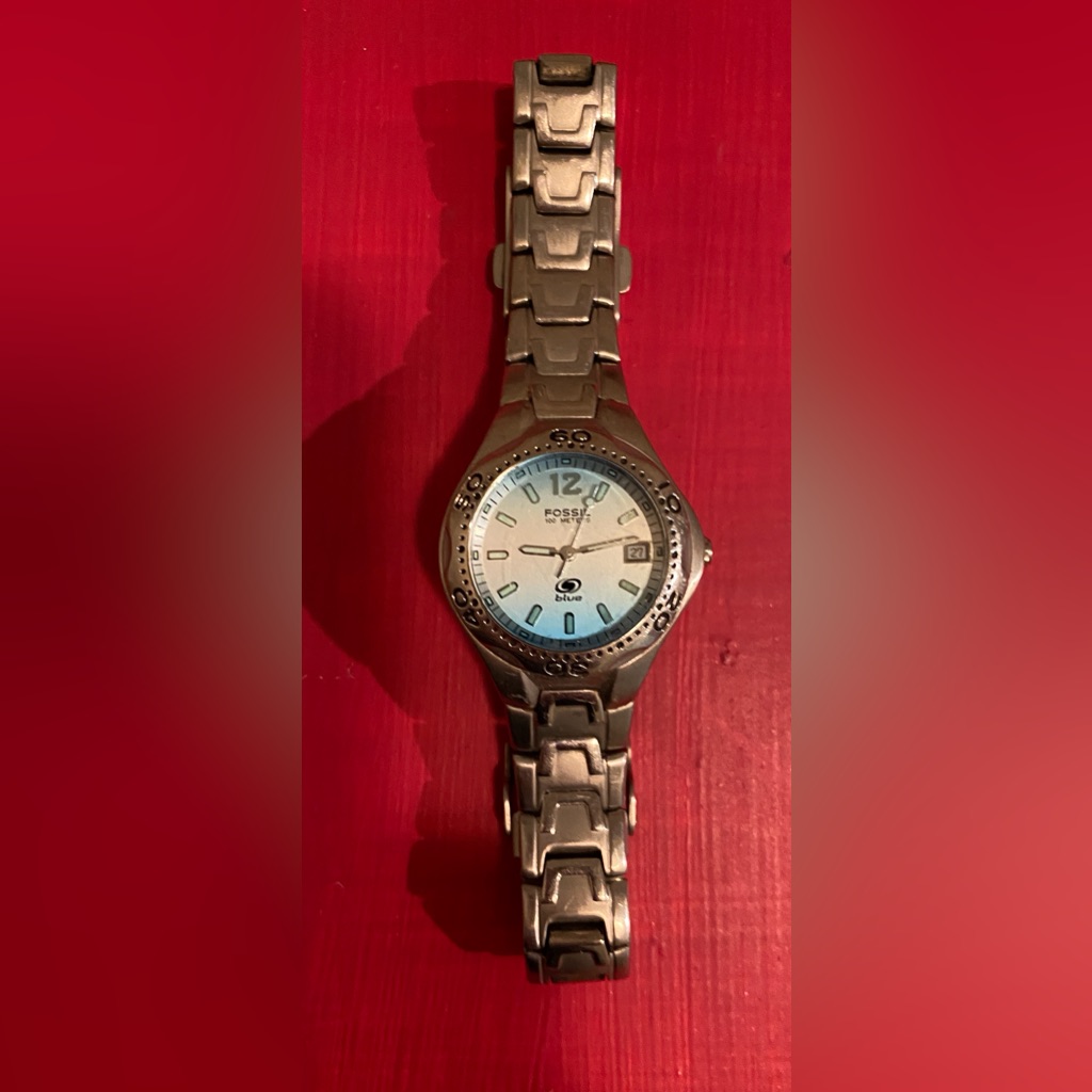 Fossil Stainless Steel Watch With Light Blue Dial